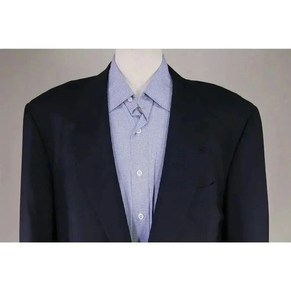 Zanella Solid Navy Blue 2-Btn Wool Blazer Jacket Made in Italy 44R - Picture 3 of 7